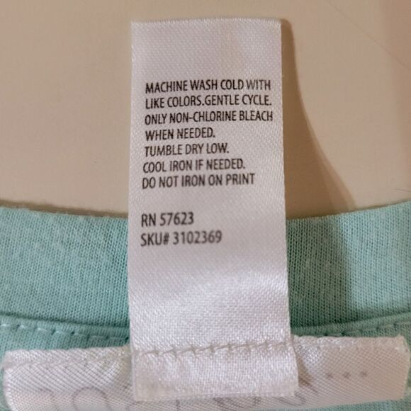 Just Be Women's Aqua Long Sleeve Crewneck Graphic Front Shirt - Picture 9 of 10